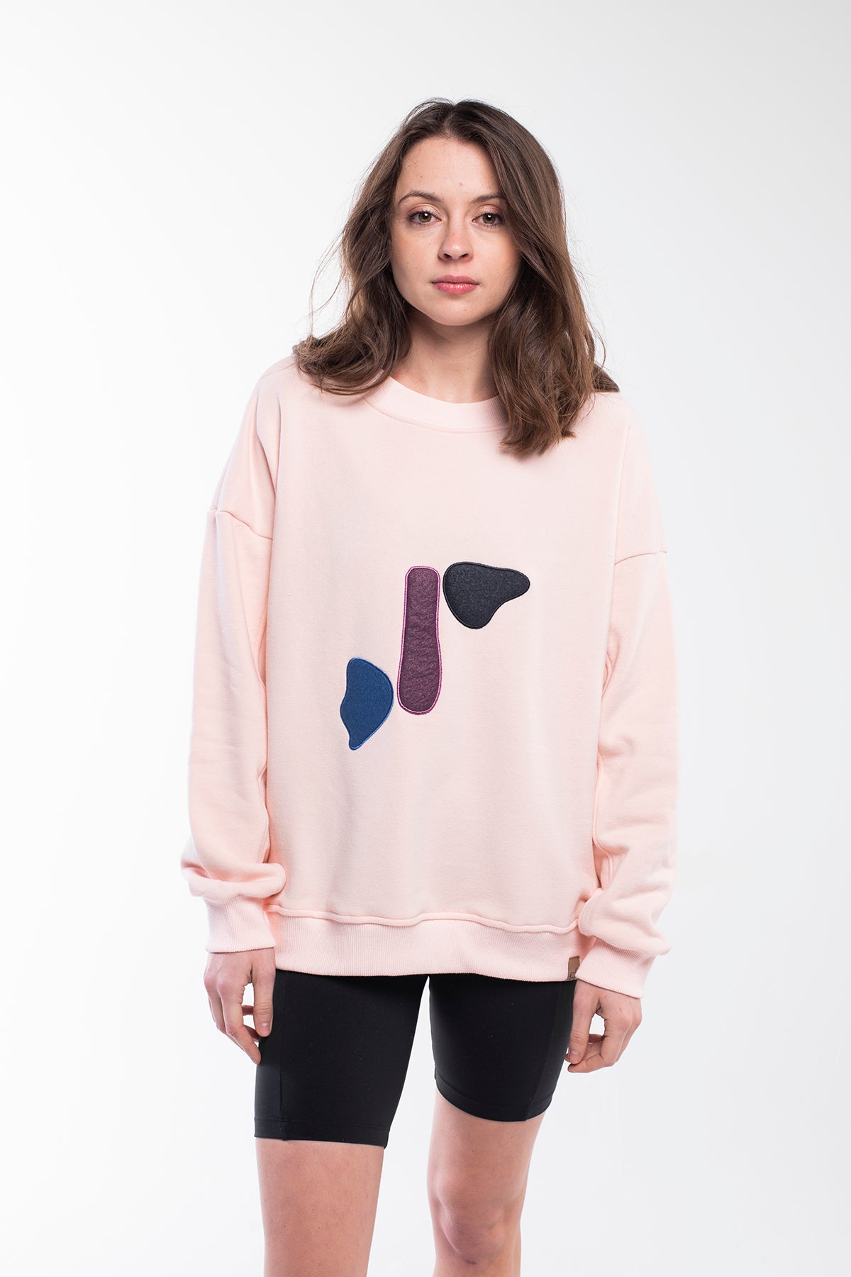 Pink salt balance stones sweatshirt with a round neck