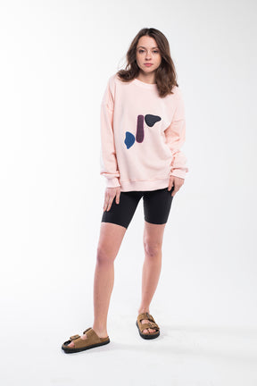 Trendy pink salt balance stones sweatshirt with a round neck