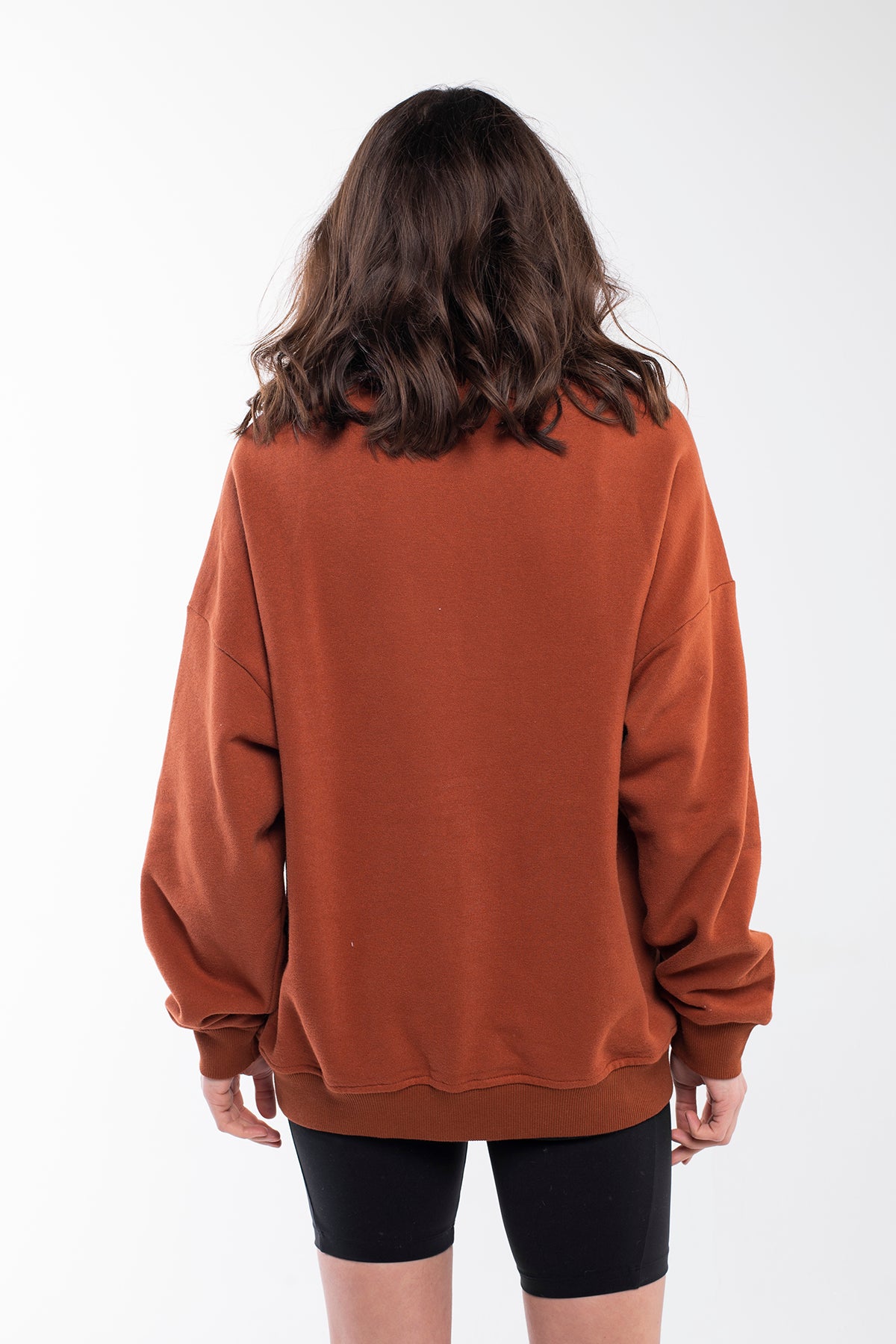 Comfortable red brown balance stones sweatshirt with a round neck