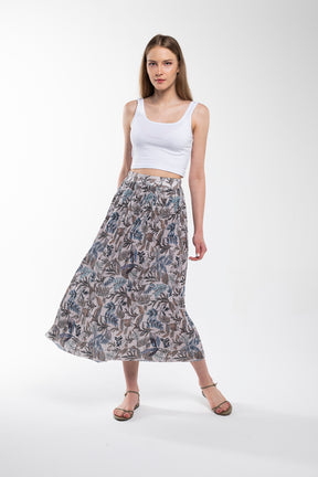 Colorful pleated maxi skirt