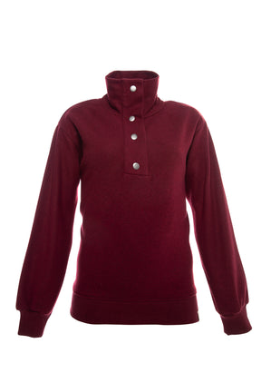 Warm and comfortable high neck buttoned sweater in fuchsia purple.