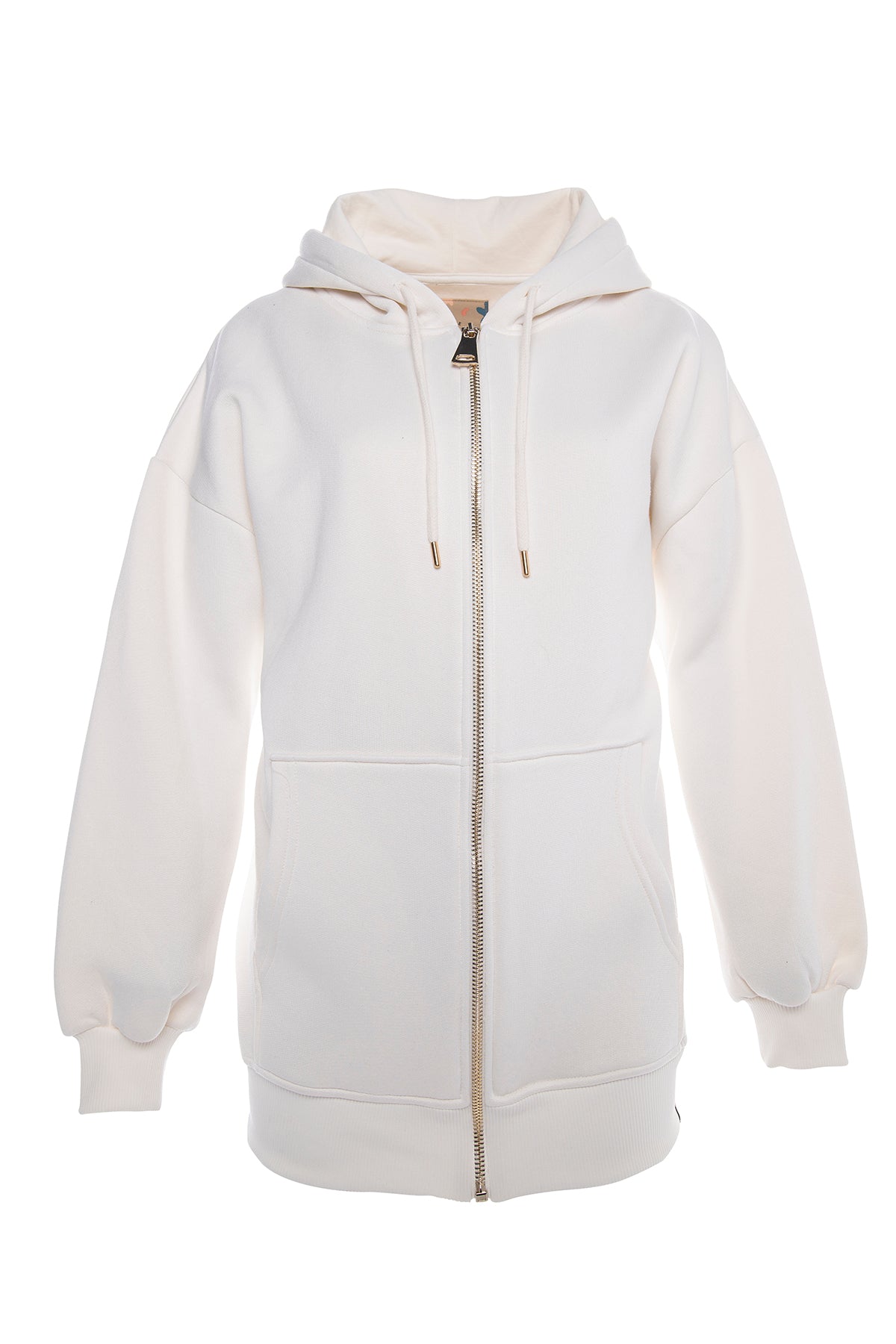 Oversize front zip hoodie in rice white.