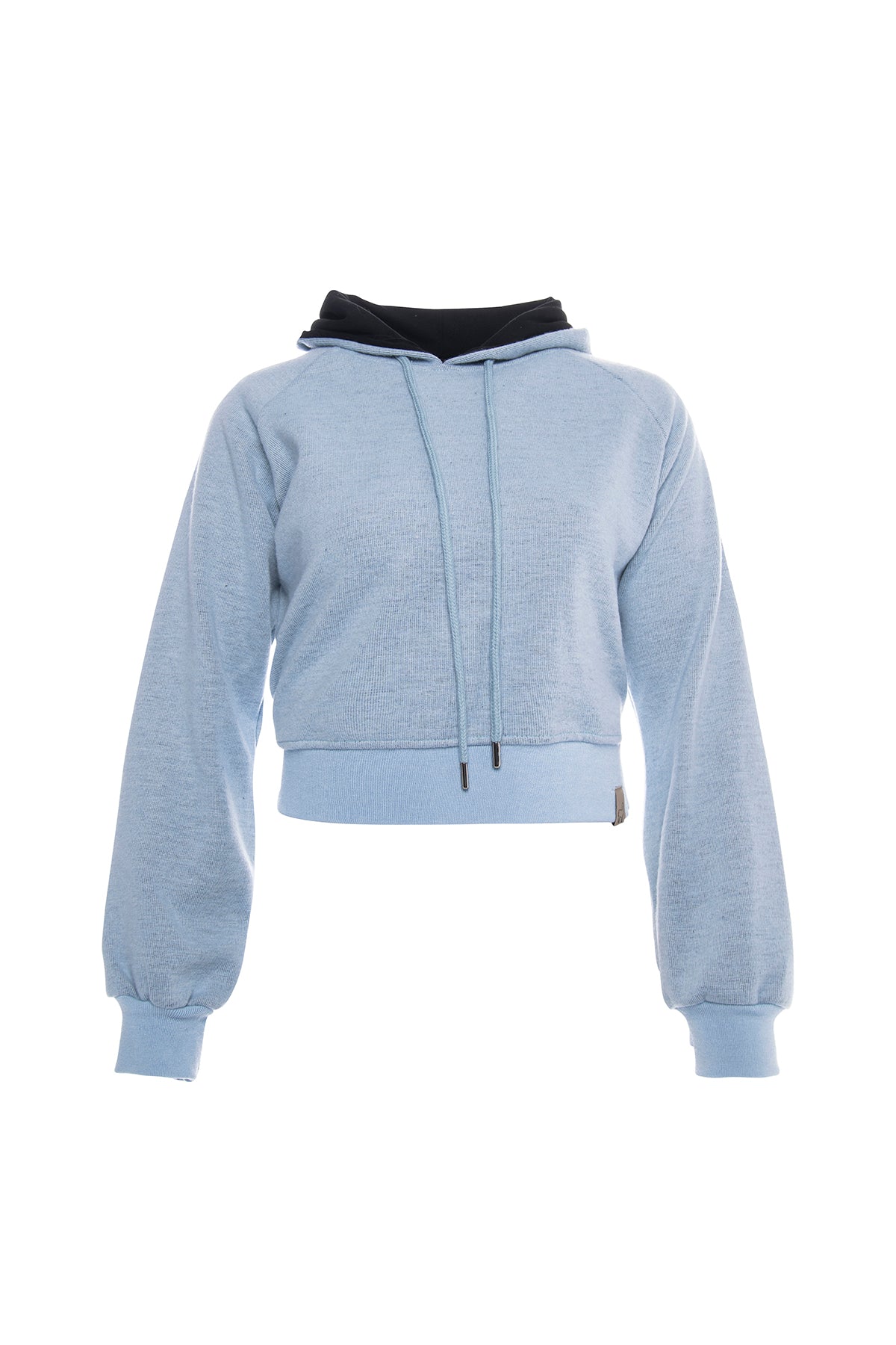 Comfortable short hoodie for women in sky blue.