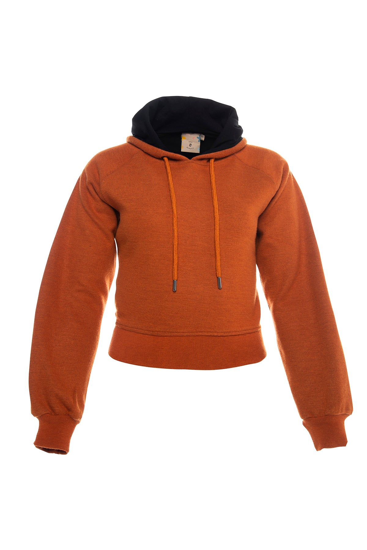Soft-feeling cozy cropped hoodie in tiger orange.
