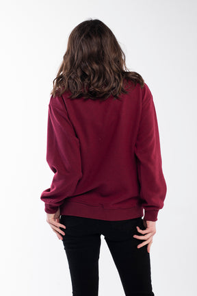 Cozy high neck buttoned pullover for women in fuchsia purple.